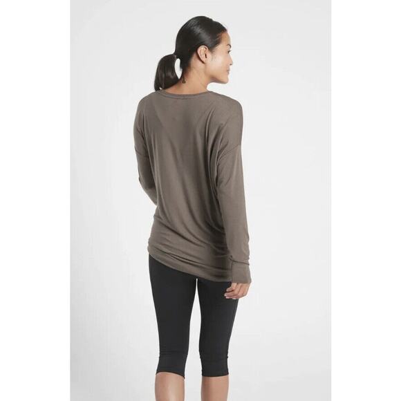 Athleta Cloudlight Restore Top Coffee House Womens Size XS Asymmetrical Yoga - Picture 8 of 12